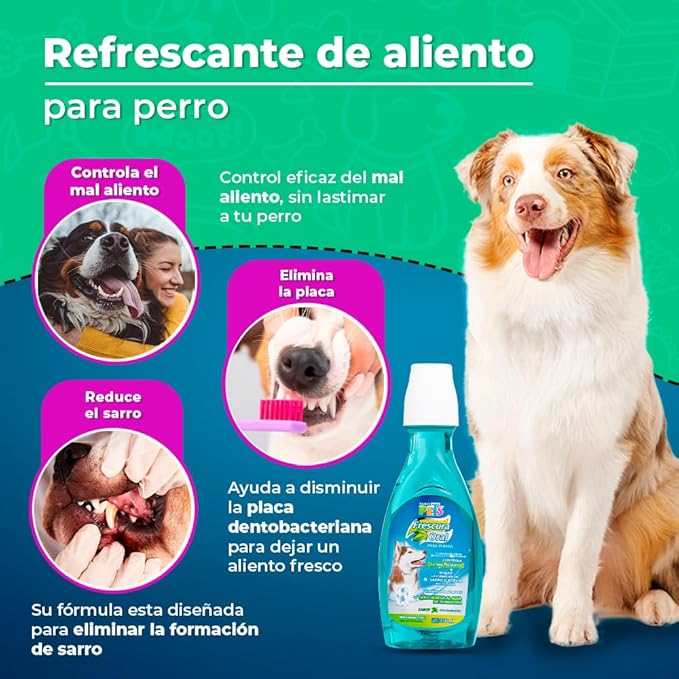 Enjuague Bucal Fancy Pets para Perros – 350 ml, Sabor Hierbabuena