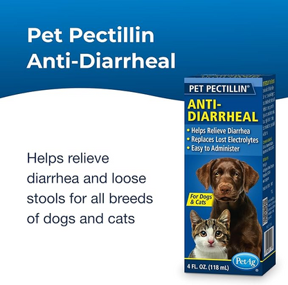 PetAg Pet Pectillin Anti-Diarrheal – 118 ml, Alivio de Diarrea para Perros y Gatos
