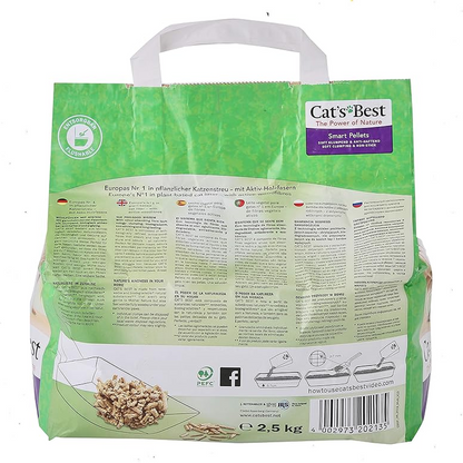 Cat’s Best Smart Pellets – Arena Biodegradable para Gatos, 5 lb, Hasta 7 Semanas de Uso