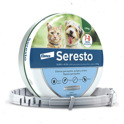 Seresto Collar Antipulgas y Garrapatas para Perros y Gatos ≤ 8 kg – Protección de 8 Meses
