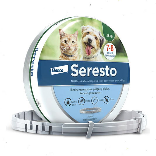 Seresto Collar Antipulgas y Garrapatas para Perros y Gatos ≤ 8 kg – Protección de 8 Meses
