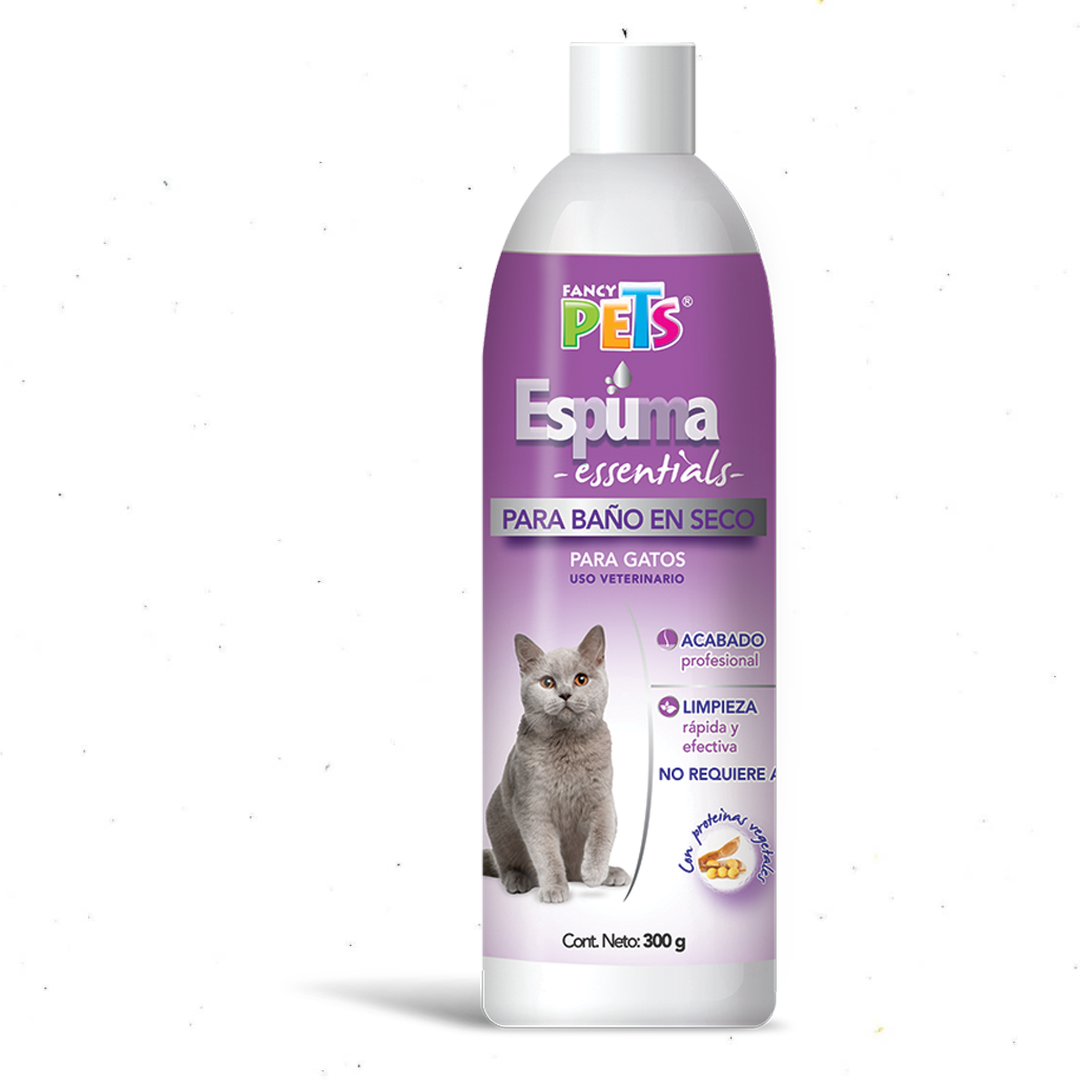 Espuma en Seco Fancy Pets Essentials para Gatos – 300 g, Limpieza Rápida sin Agua