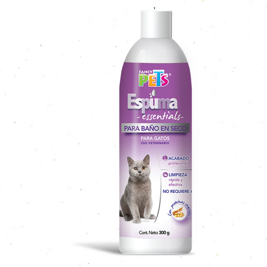 Espuma en Seco Fancy Pets Essentials para Gatos – 300 g, Limpieza Rápida sin Agua