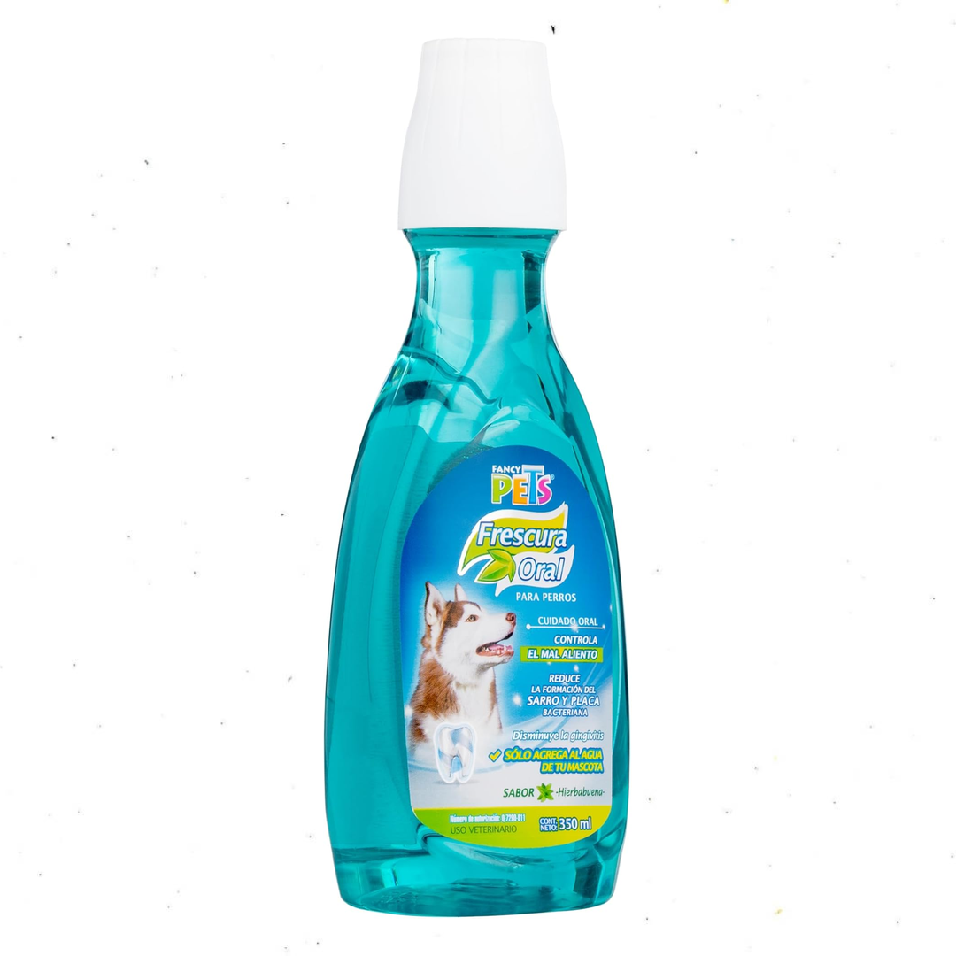 Enjuague Bucal Fancy Pets para Perros – 350 ml, Sabor Hierbabuena