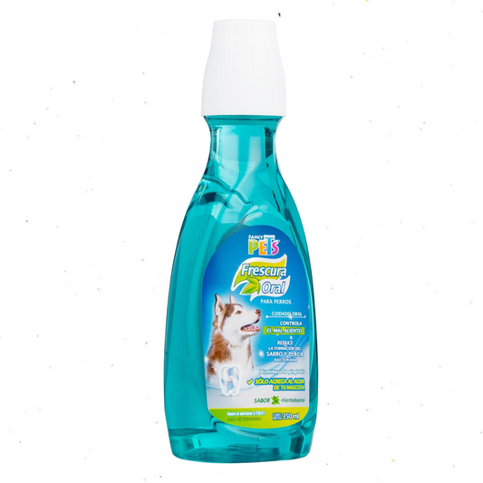 Enjuague Bucal Fancy Pets para Perros – 350 ml, Sabor Hierbabuena