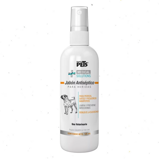 Jabón Antiséptico Medical Solutions – 125 ml, Para Heridas en Perros, Gatos y Pequeños Mamíferos