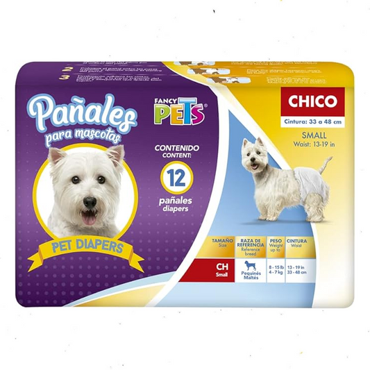 Fancy Pets Pañales Chicos para Perro – 12 Piezas, Ultra Absorbentes y Ajustables
