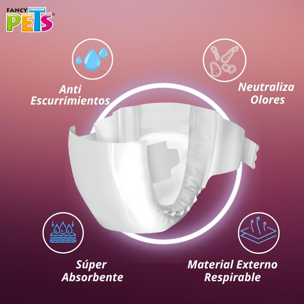 Fancy Pets Pañales Grandes para Perro – 12 Piezas, Ultra Absorbentes y Ajustables