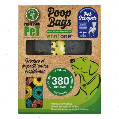 Bolsas para Desechos Professor Pet – 19 Rollos con Recogedor, Biodegradables y Resistentes