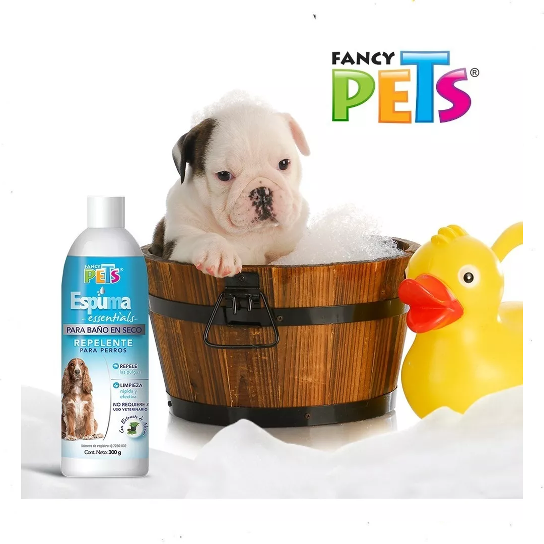 Espuma para Baño en Seco Fancy Pets – 300 g, Limpieza y Protección Repelente para Perros